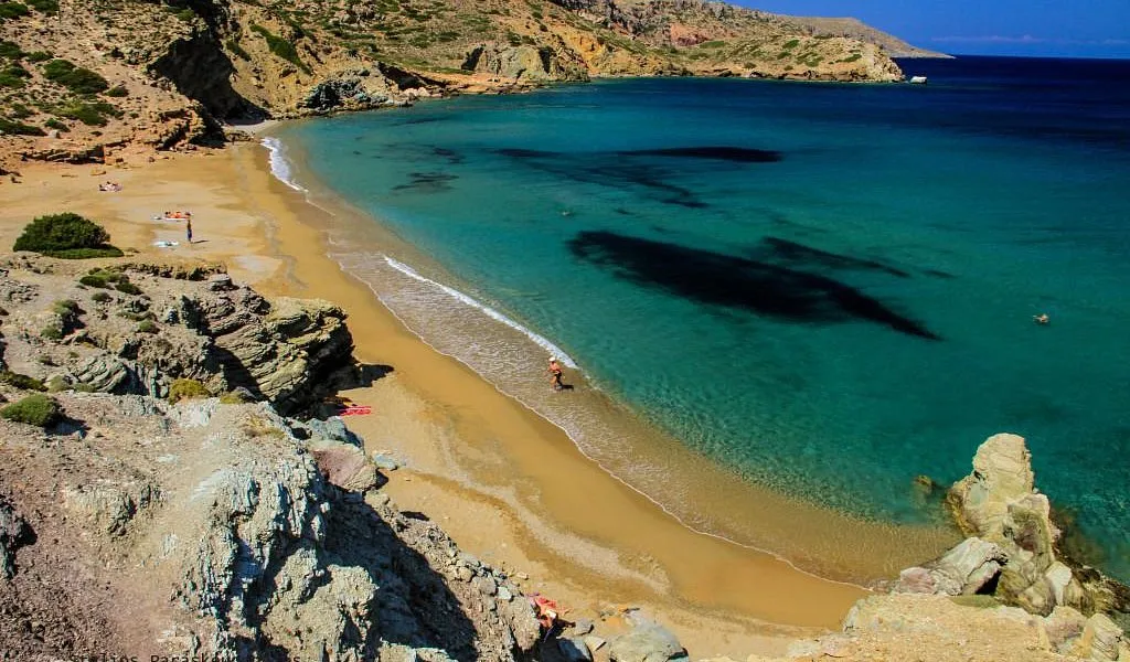 The clear waters of Erimoupolis Beach in Eastern Crete