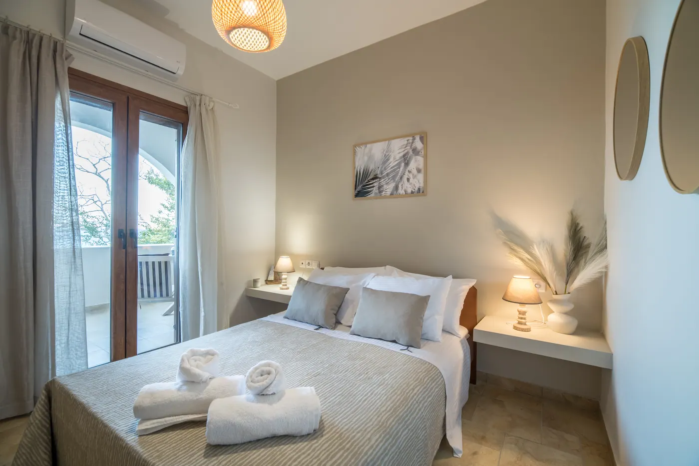 Calm bedroom at Platani Seaside Villa