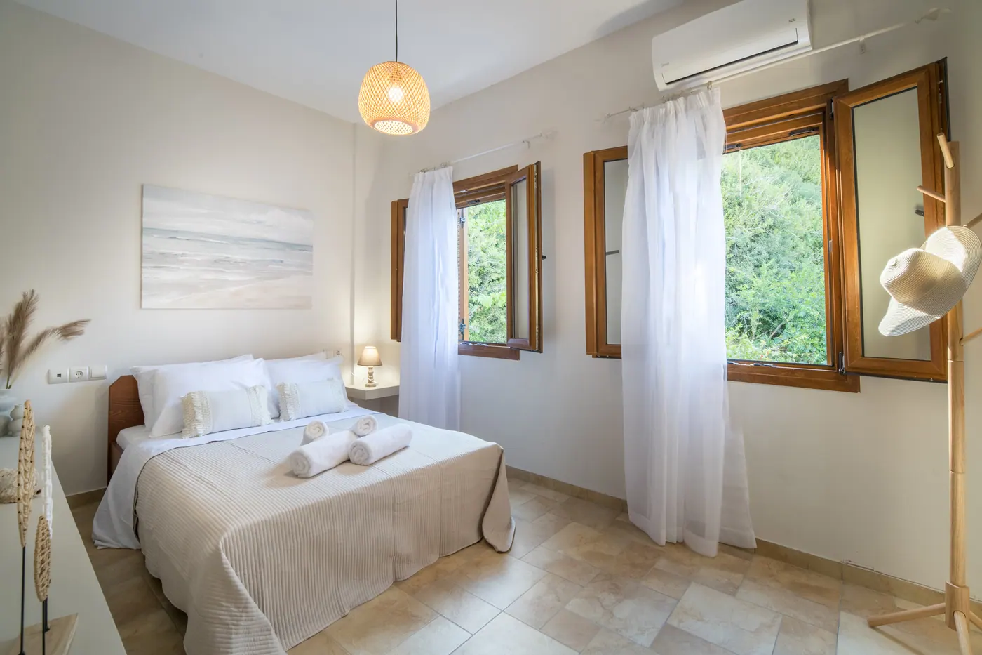 Comfortable third bedroom at Platani Seaside Villa